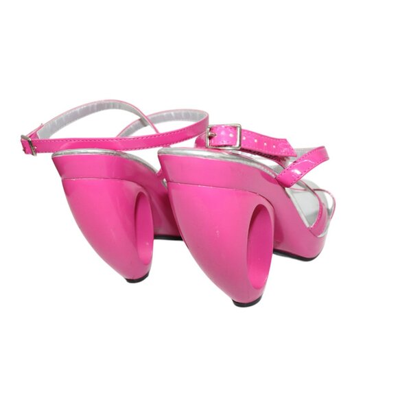 LUICHINY BRIGHT DELIGHT Hot Pink Platform Ankle Strap Sandals COUT-OUT Heels 8 - Picture 10 of 12
